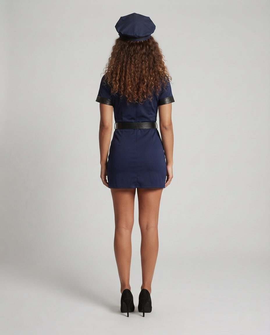 Women's police uniform dress with fitted cut and glossy accents Chichicherry