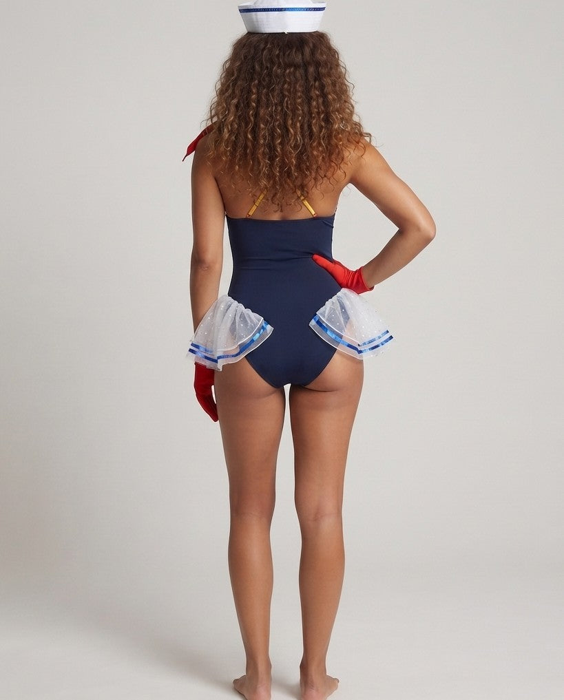 Women Sailor Swimsuit with Ruffles and Accessories Chichicherry