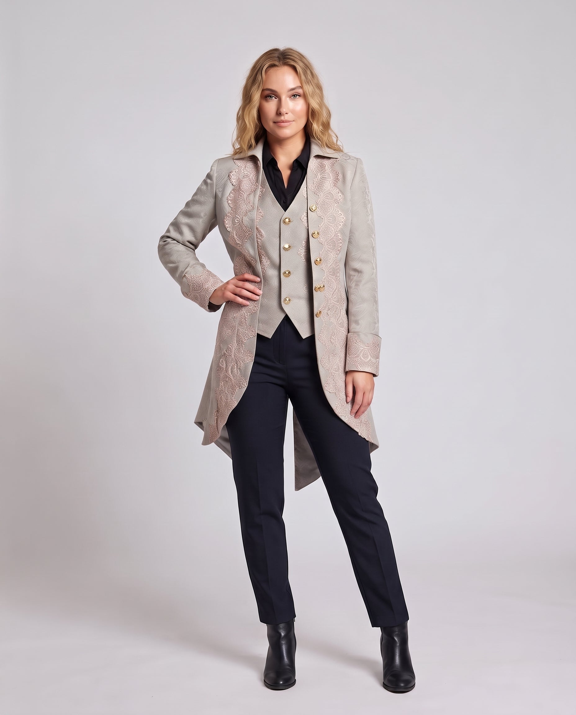 Women's Elegant Chichicherry Jacket with Opulent Lace Embellishments Chichicherry