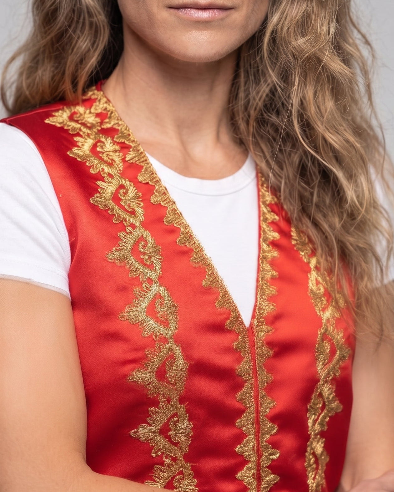 Women's Elegant Stand Collar Vest with Artful Decorations Chichicherry