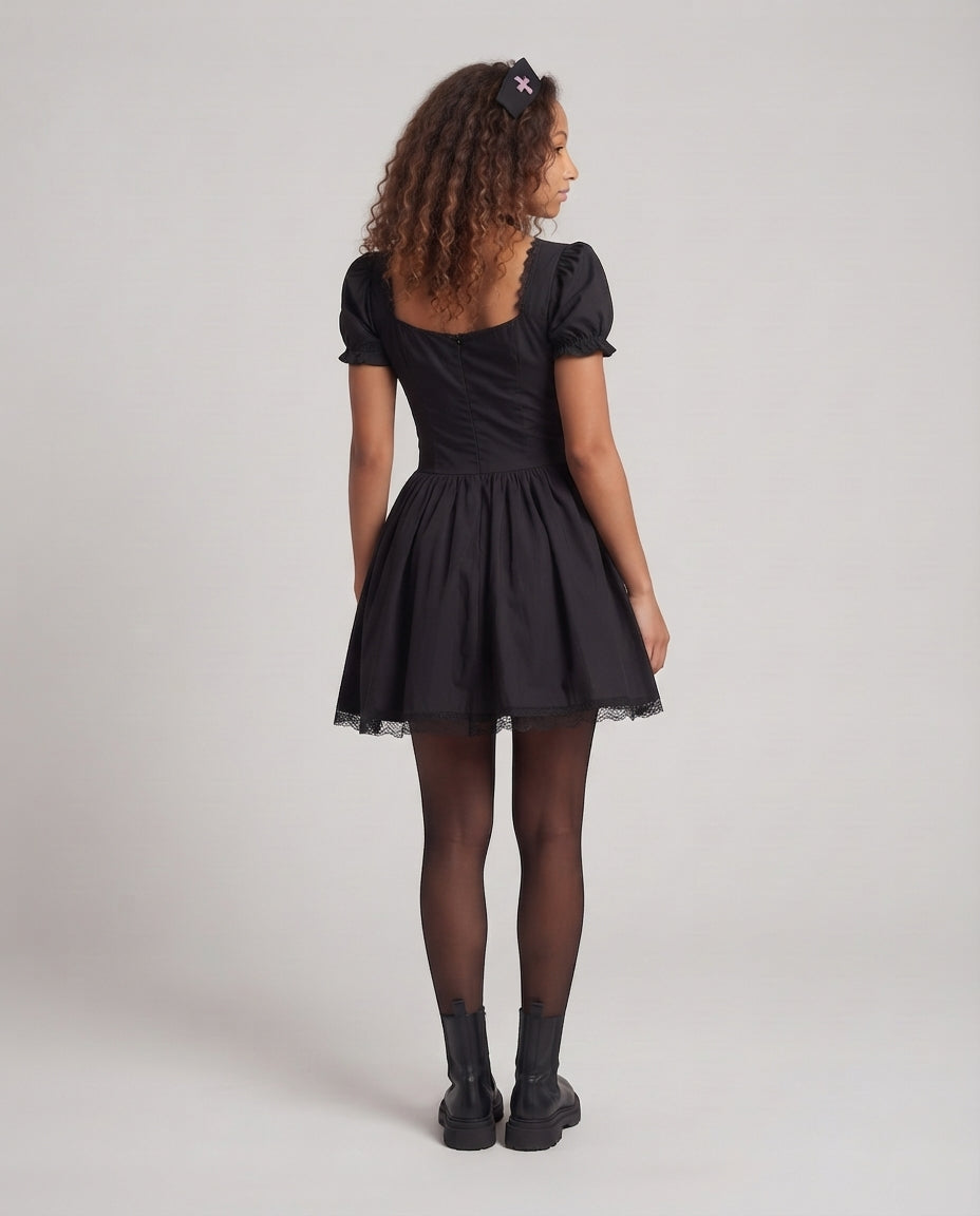 Ladies playful corset dress with ruffle details Chichicherry