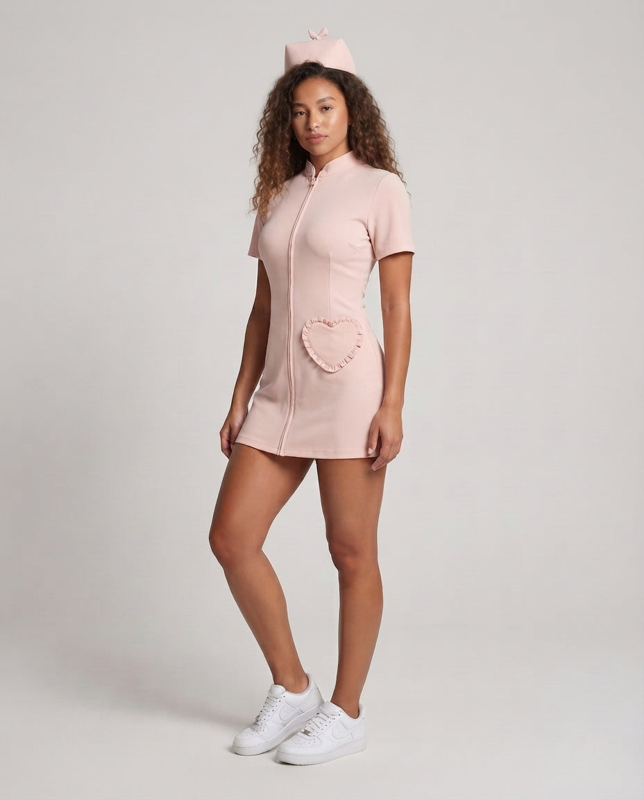 Women's sexy nurse costume with zipper and hood Chichicherry