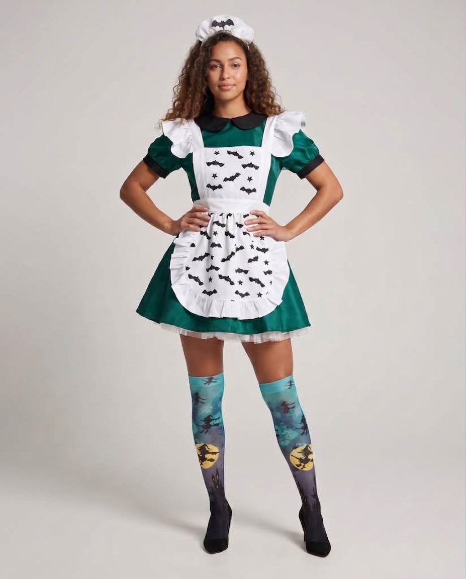 Women's Halloween Costume with Playfully Designed Apron and Elegant Details Chichicherry