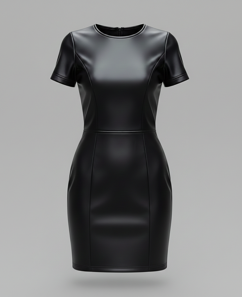 Women's Faux Leather Mini Dress Figure-Hugging