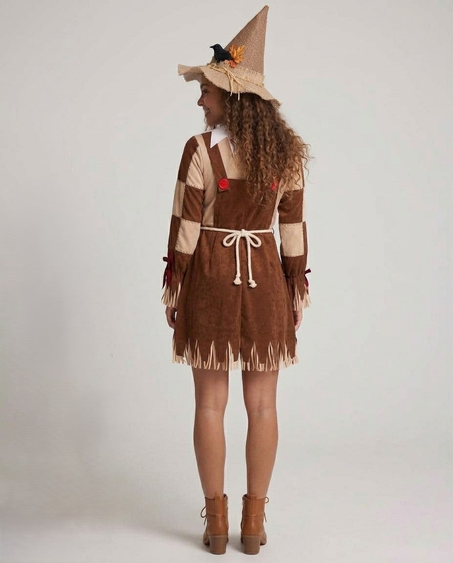 Women's costume as charming scarecrow with lovingly detailed hat and fringe Chichicherry