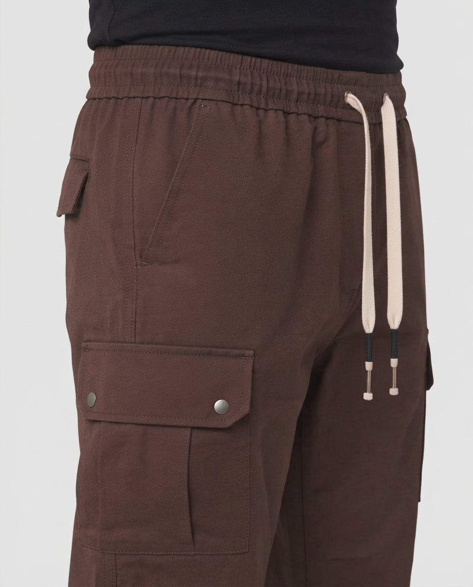 Men's Baggy Cargo Pants with Elastic Tunnel Drawstring, Multifunctional Pockets & Relaxed Silhouette Chichicherry