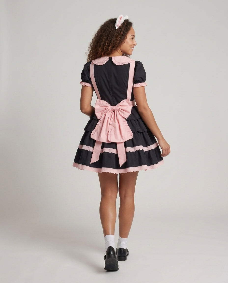 Women's playful apron dress with heart details and ruffle elements Chichicherry