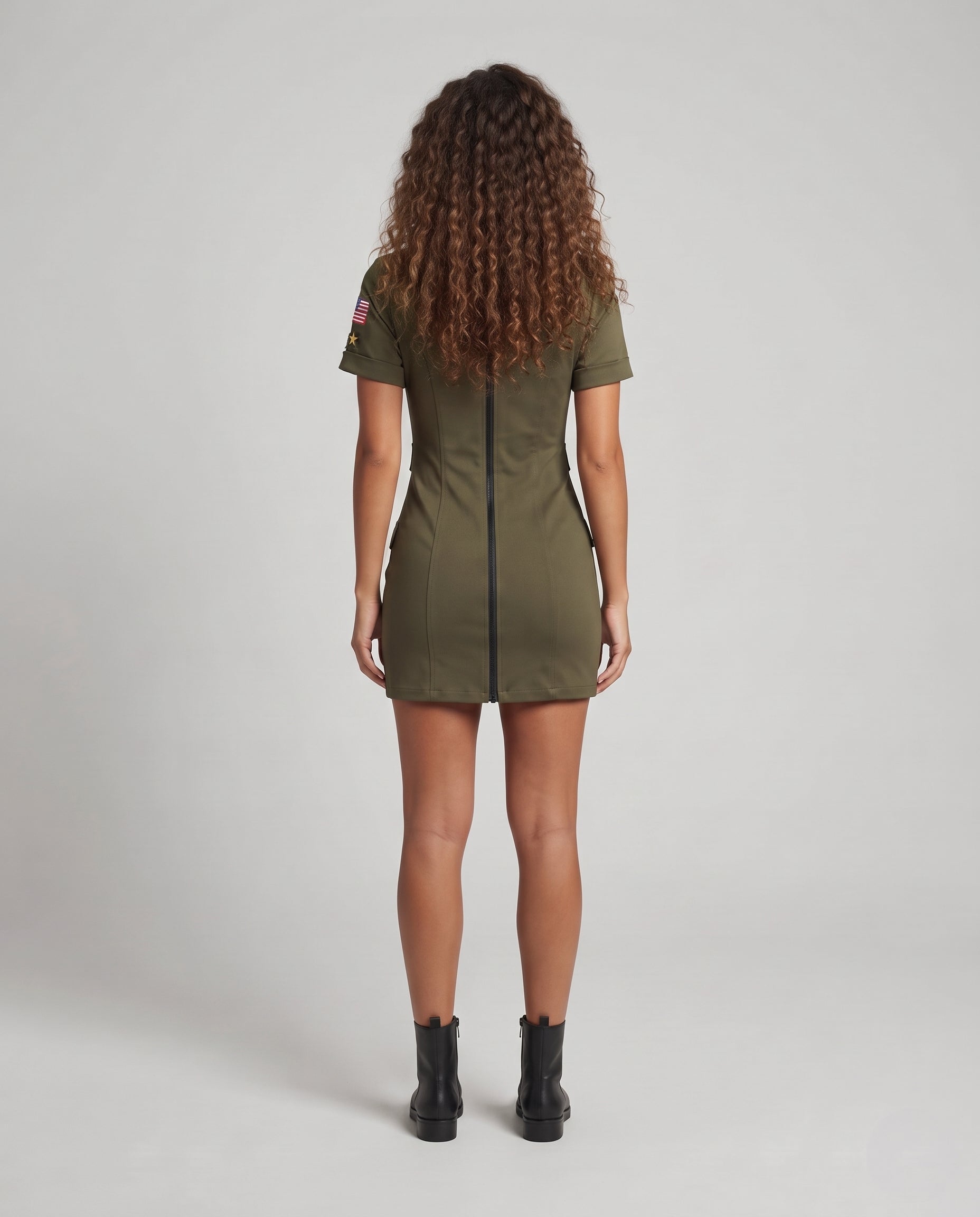 Women Camouflage Dress with Zipper Chichicherry
