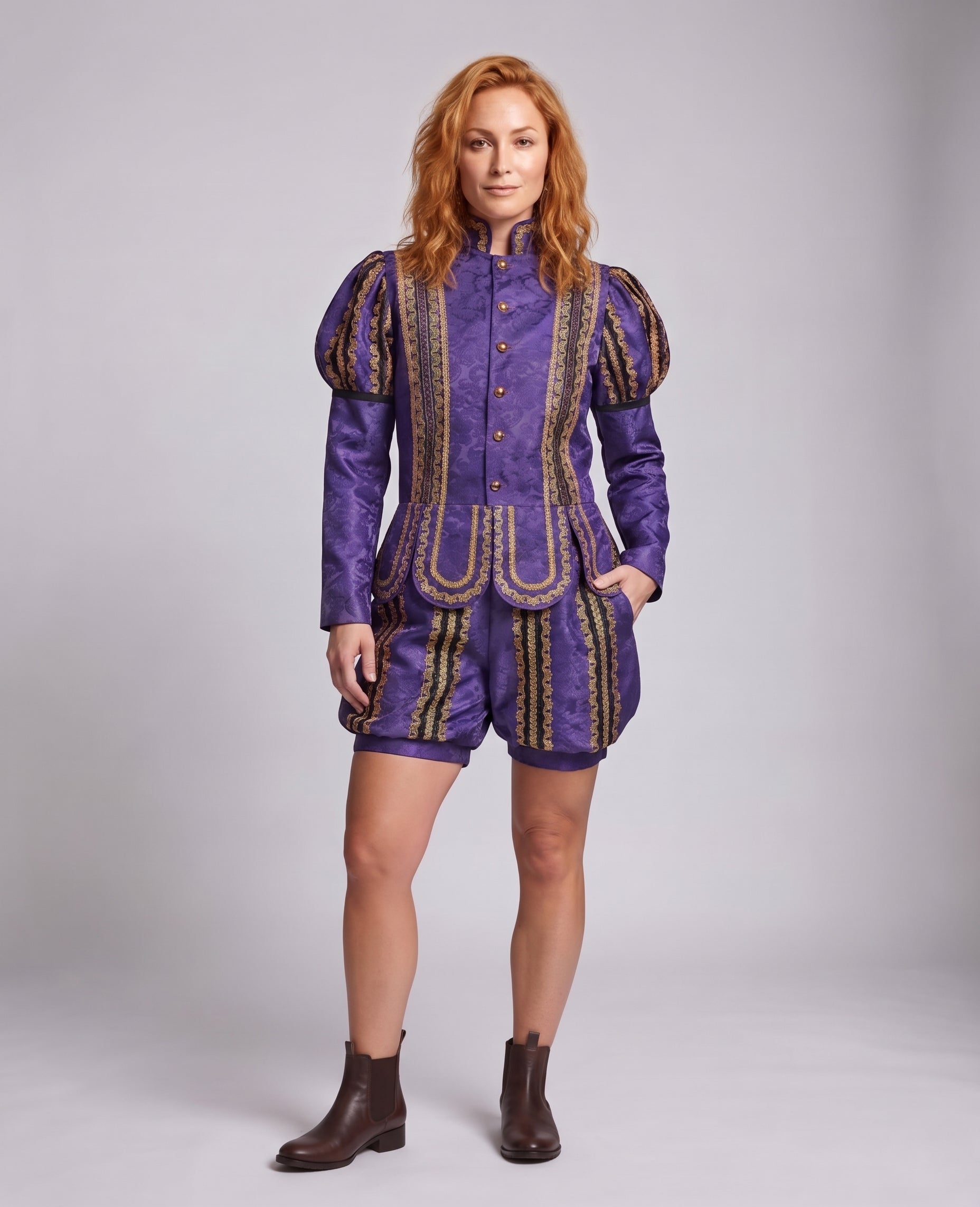 Women's historical costume set with artistic jacket and shorts Chichicherry