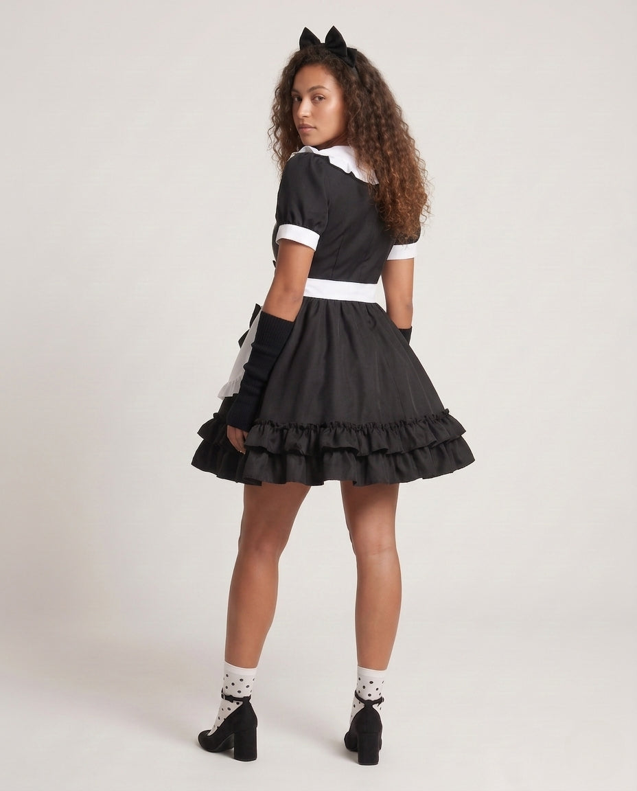 Women's playful ruffle dress with bows and hood Chichicherry