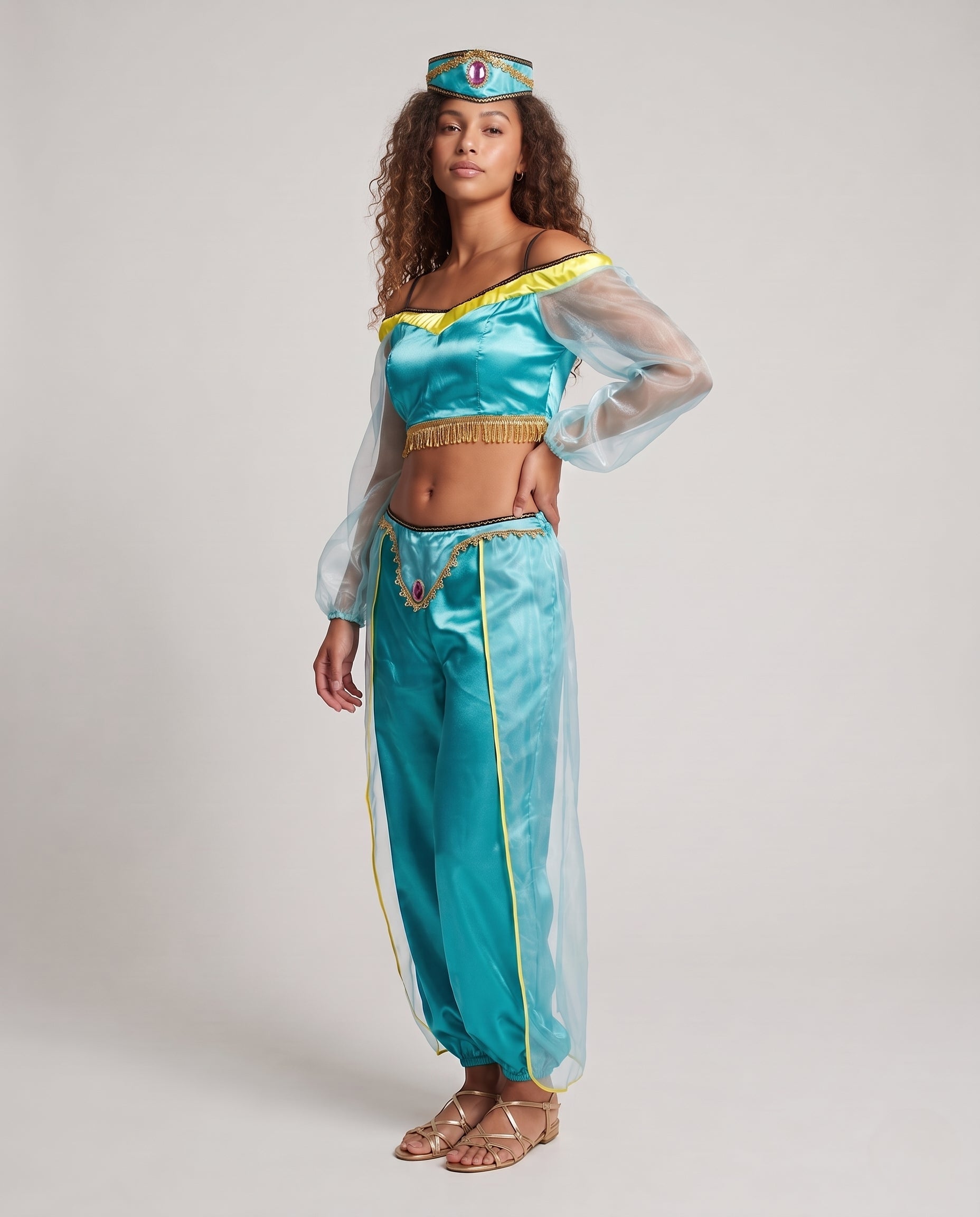 Women's Enchanted Oriental Costume with Transparent Sleeves and Embellished Details Chichicherry