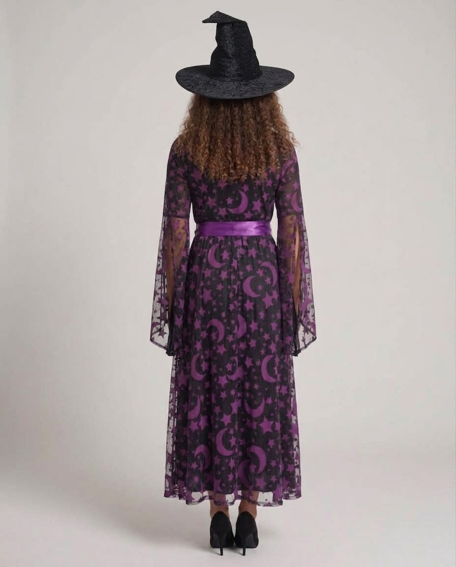 Women's witch robe with star and moon pattern Chichicherry