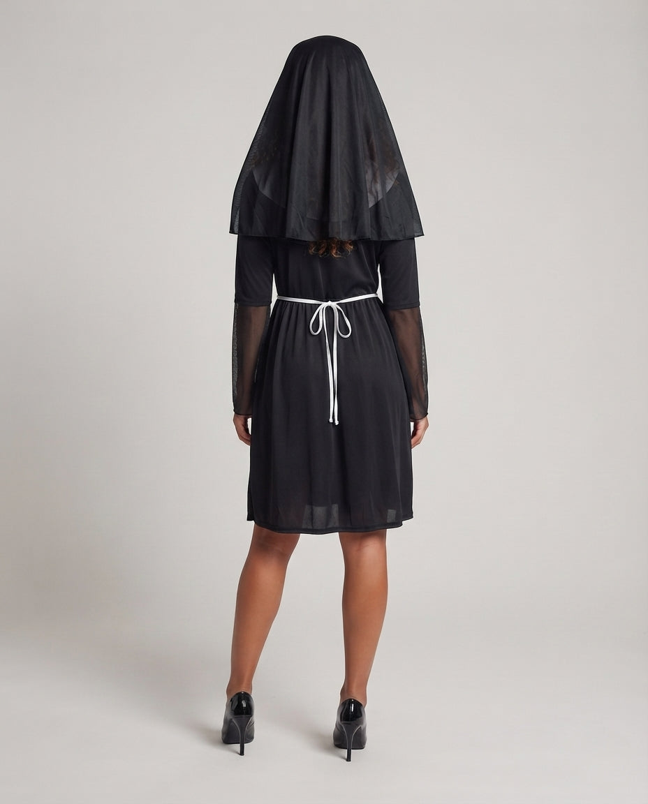 Women Nun Costume with Transparent Sleeve Puff Detail Chichicherry