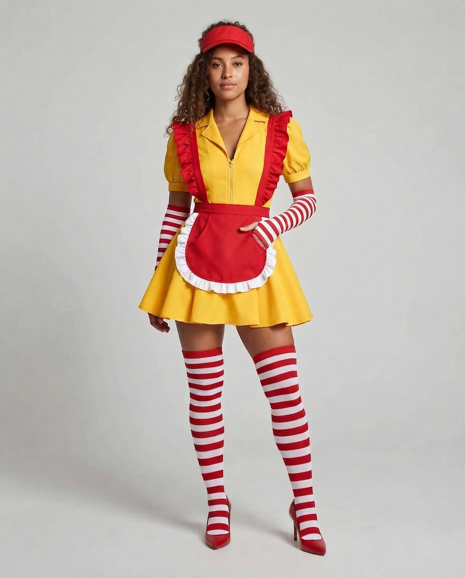 Women's costume set with striped stockings and playful apron Chichicherry
