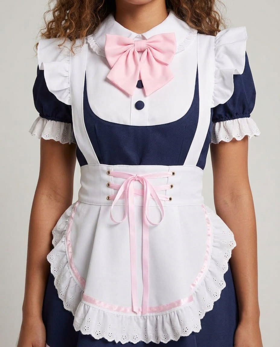 Ladies Maid Dress with Ruffle Details and Hair Accessories Chichicherry