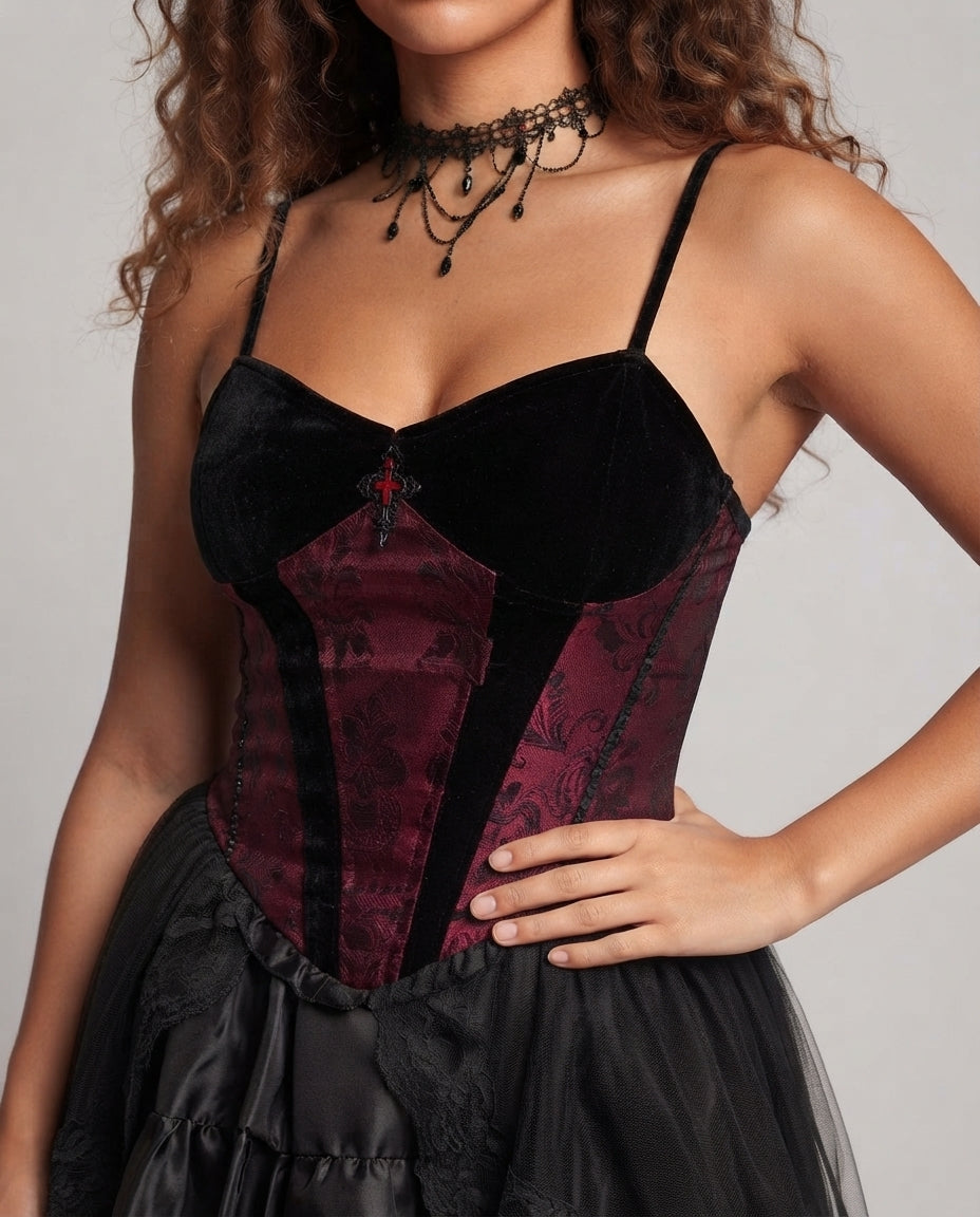 Ladies Vampire Costume with Luxurious Top and Voluminous Skirt Chichicherry