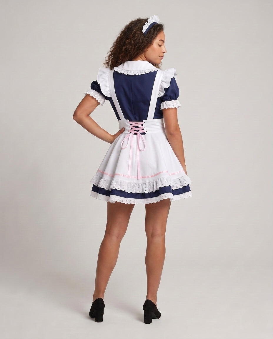 Ladies Maid Dress with Ruffle Details and Hair Accessories Chichicherry