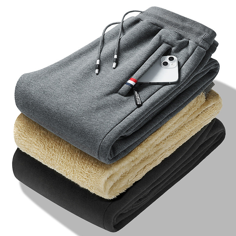 Men's fleece-lined jogging pants with teddy inner lining, drawstring, and slim cuff fit Chichicherry