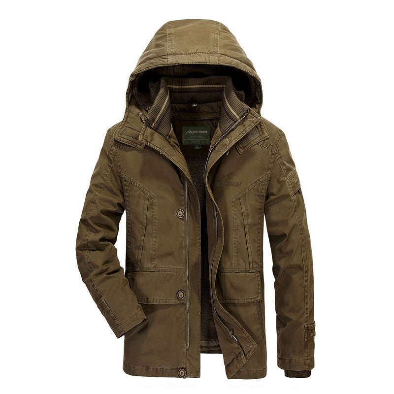 Men's hooded parka with teddy lining and multifunctional utility pockets Chichicherry