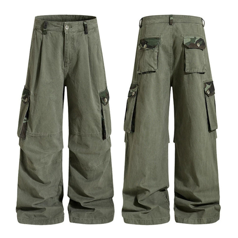 Women's wide cargo pants in utility style with a high waist and generous flap pockets Chichicherry