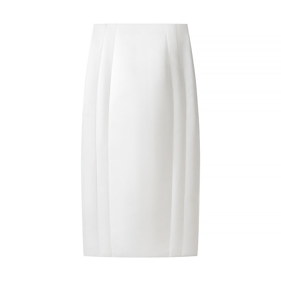 Women's Tailored Midi Skirt Pencil Shape with Vertical Darts Chichicherry