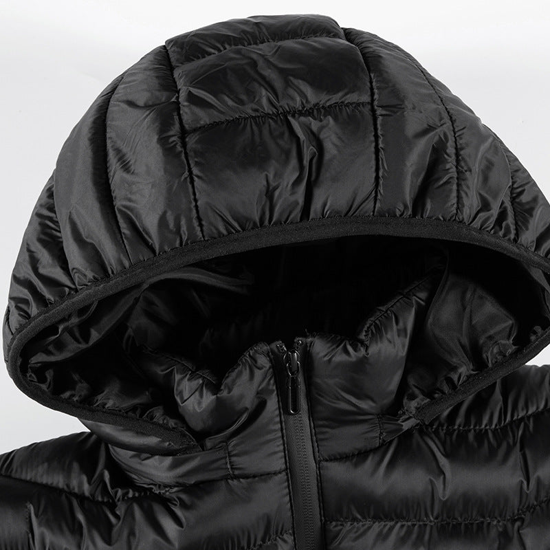 Men's ultralight quilted down jacket with hood, wind-resistant outer shell and packing function Chichicherry