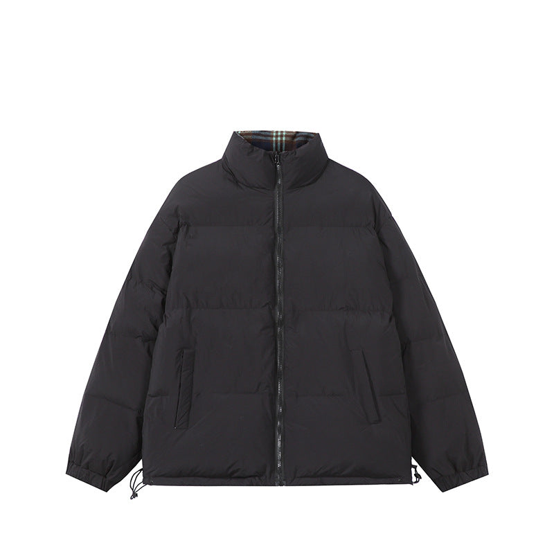 Unisex Boxy-Short Parka with quilted insulation, drawstring hem and plaid lined collar Chichicherry