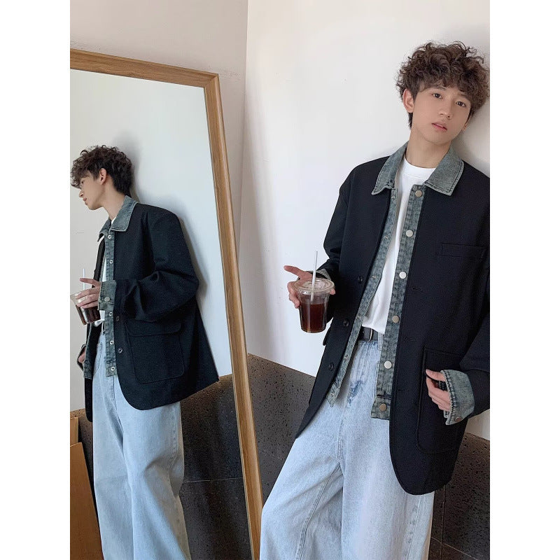 Herren Oversized Sakkojacke mit aufgesetzten Pattentaschen Chichicherry