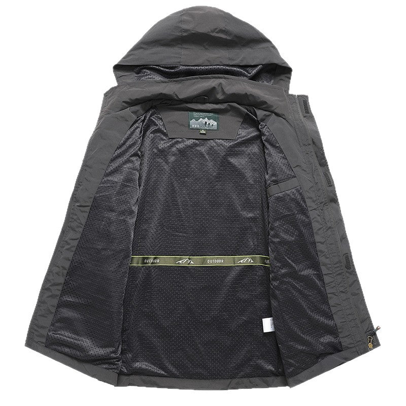 Men's technical light outdoor jacket with hood water-repellent and multifunctional pockets Chichicherry