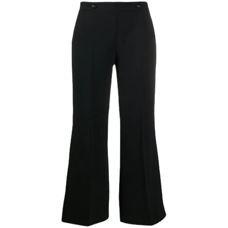 Women's High-Waisted Tailored Palazzo Trousers with Crease and Wide Leg Chichicherry