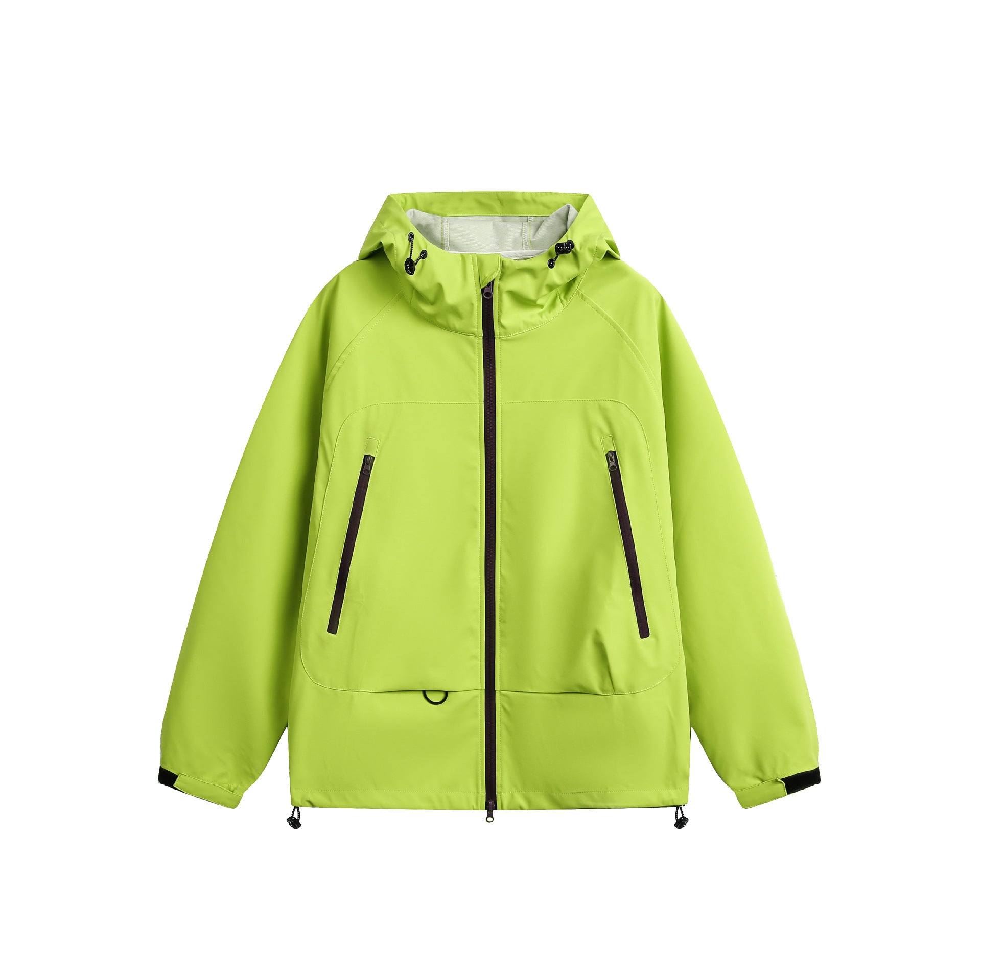 Women's Waterproof Softshell Rain Jacket with Hood, Adjustable Hem and Contrasting Zippers Chichicherry