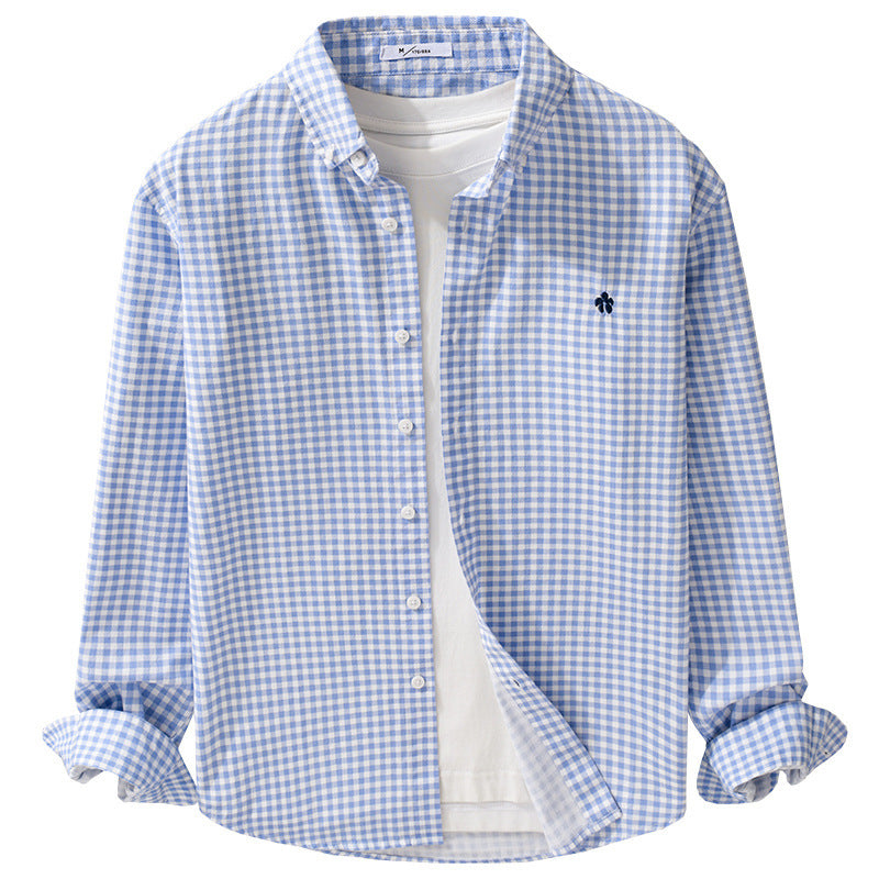 Men's checked cotton shirt with button-down collar and relaxed fit Chichicherry