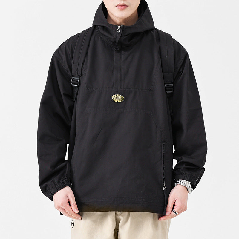 Herren Kapuzen-Anorak Pulloverjacke im Oversize-Utility-Stil Chichicherry