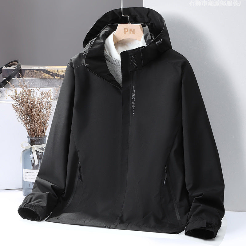 Men's lightweight water-repellent hooded shell jacket with windproof membrane and concealed zipper Chichicherry