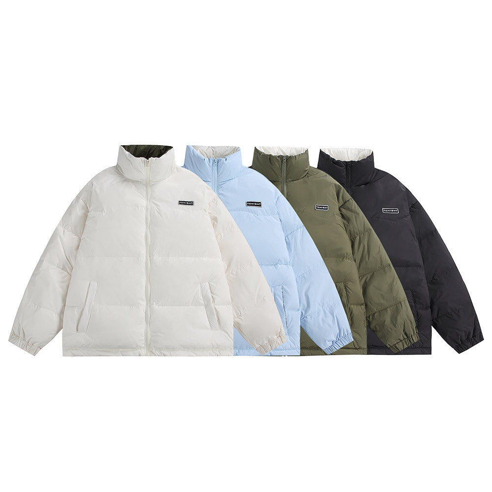 Unisex Boxy quilted oversized puffer jacket with high stand-up collar and minimal branding Chichicherry