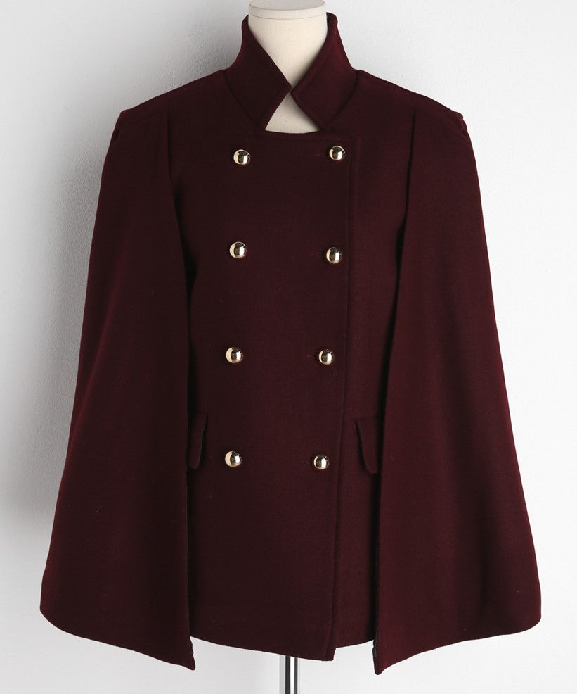 Women’s coat cape in tailoring look with double-breasted button placket and distinctive shoulder Chichicherry