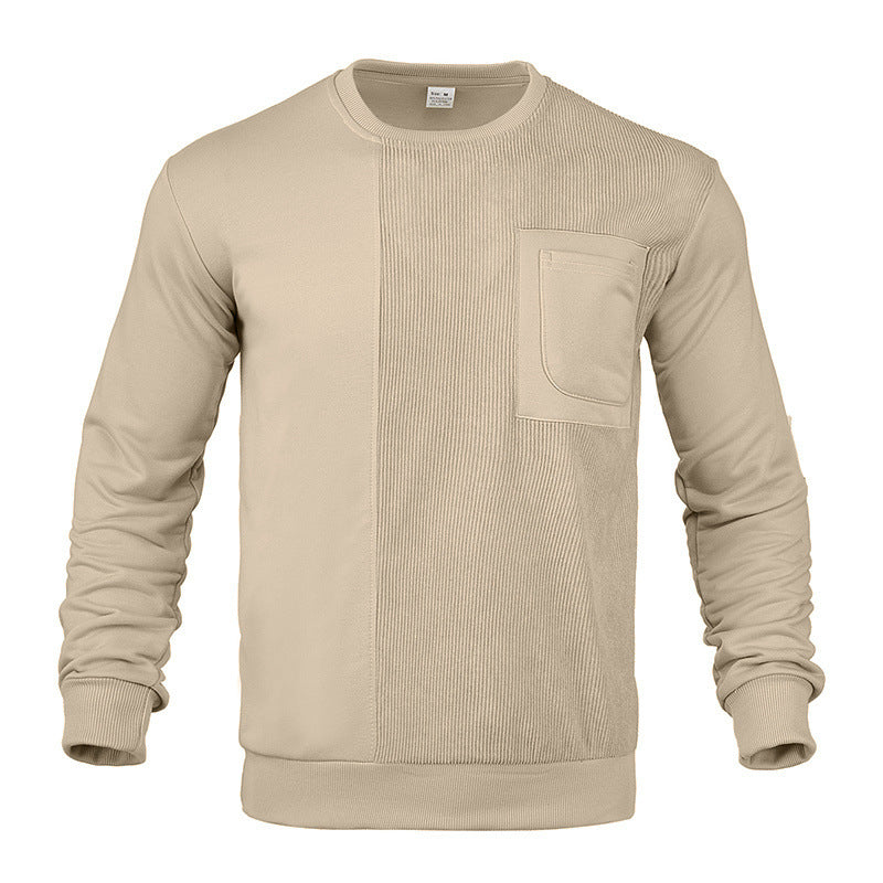 Men's Structured Sweatshirt with Ribbed Panel and Chest Pocket Chichicherry