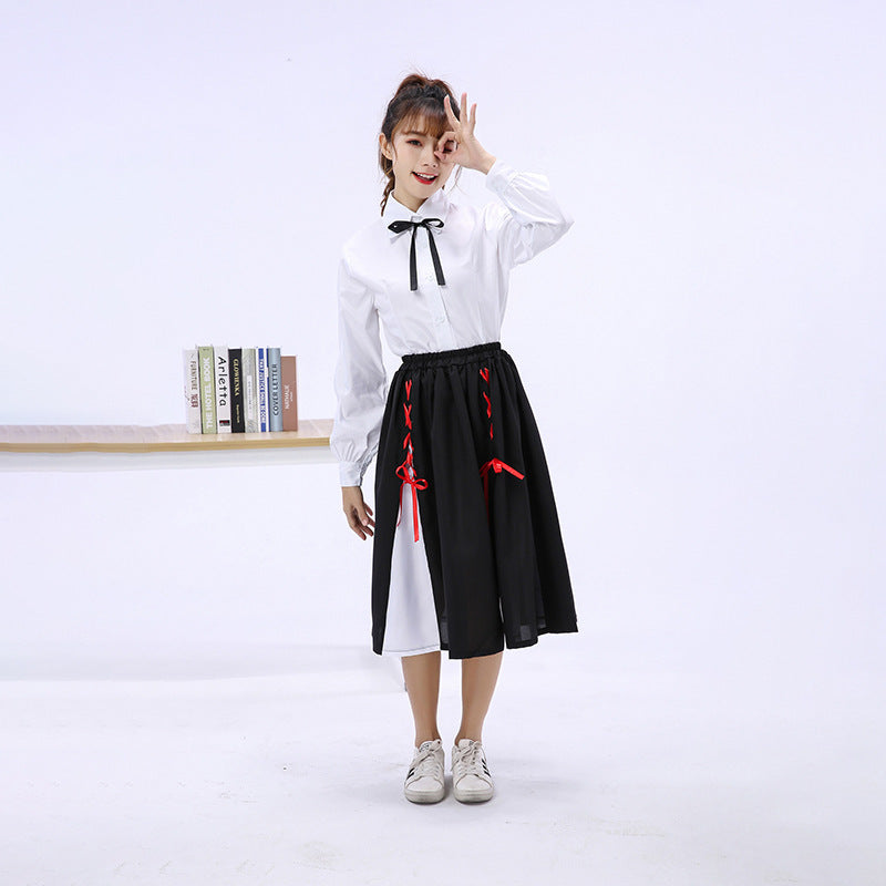 Girls Elegant Blouse with Ruffled Skirt and Bow Details Chichicherry