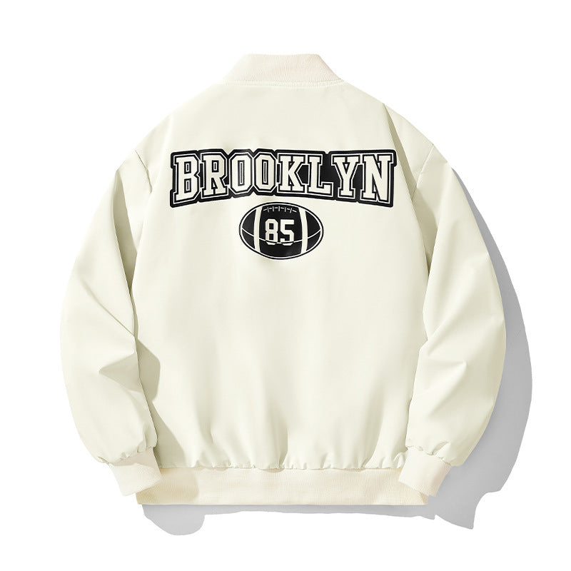 Men's bomber jacket in college style with script front print and ribbed cuffs Chichicherry