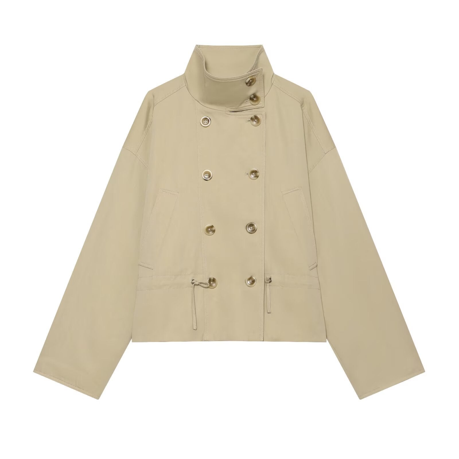 Women's short parka with funnel collar, double-breasted closure, and adjustable drawstring Chichicherry