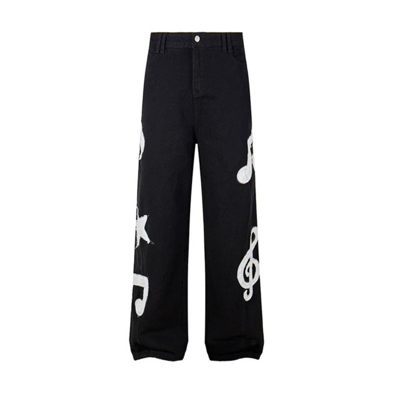 Women's jeans with high waistband, wide leg cut, stitch and destroy details Chichicherry