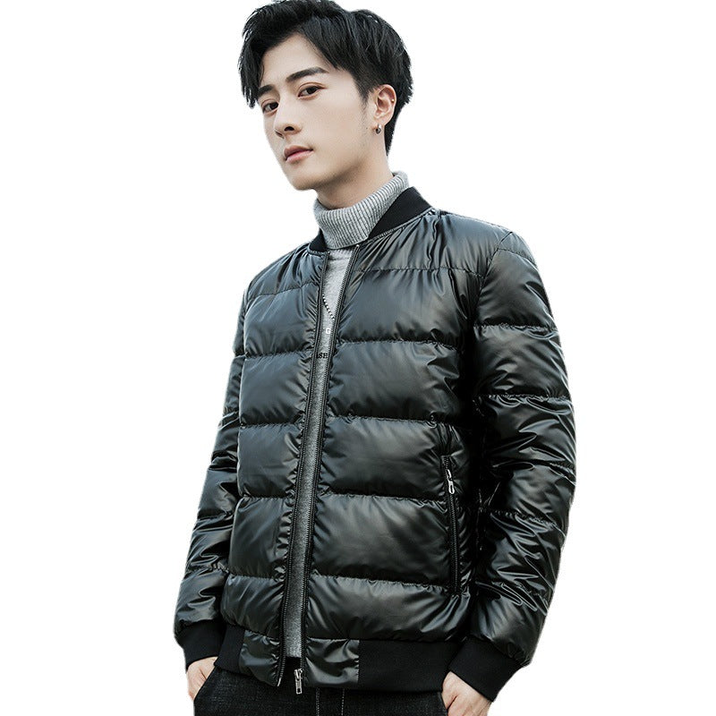 Men's quilted shiny thermo bomber jacket with light insulation and ribbed cuffs Chichicherry