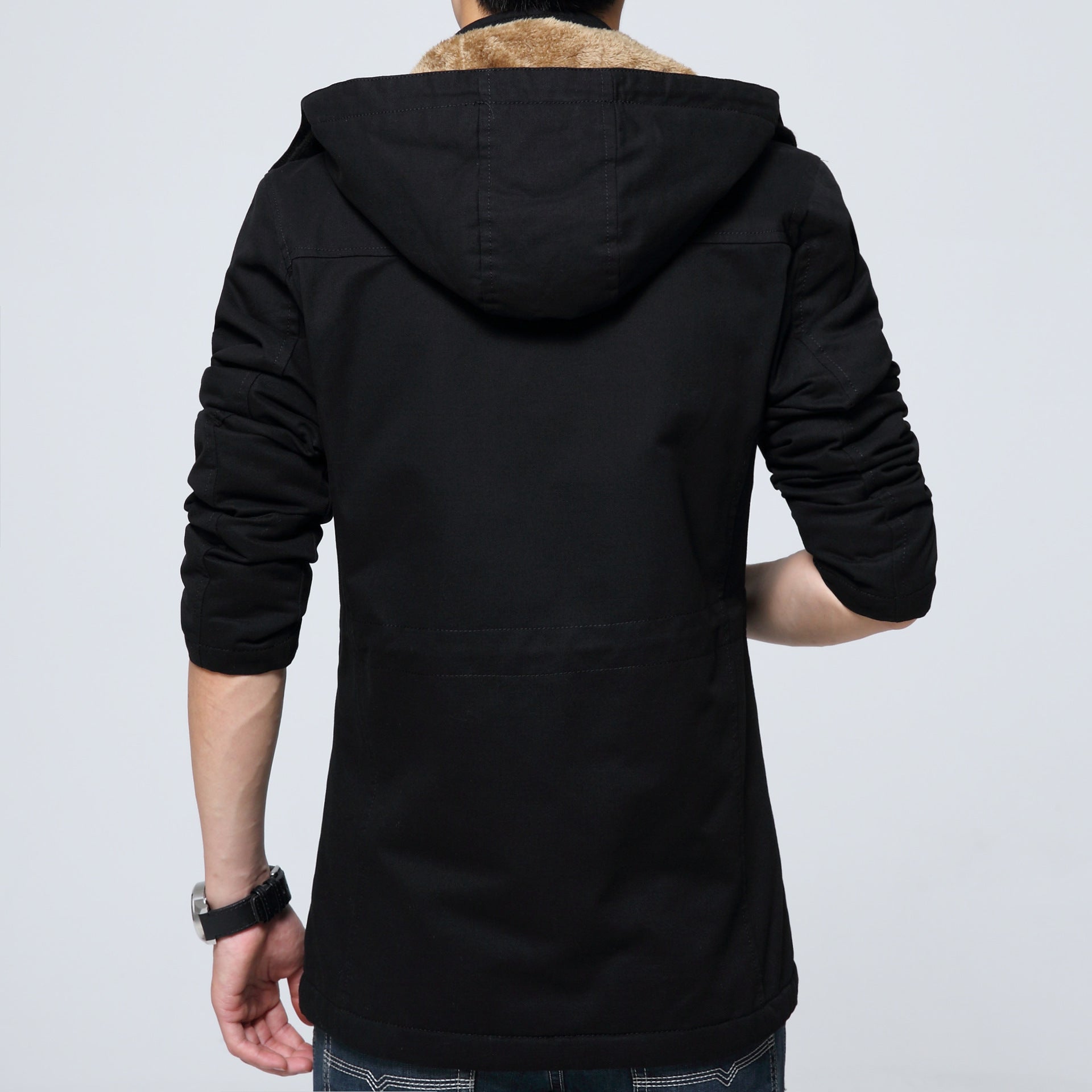Men's Hooded Parka with Teddy Lining, Utility Pockets and Drawstring Chichicherry