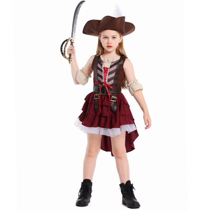 Girl Pirate Costume with Playful Ruffle Detail and Authentic Accessories Chichicherry
