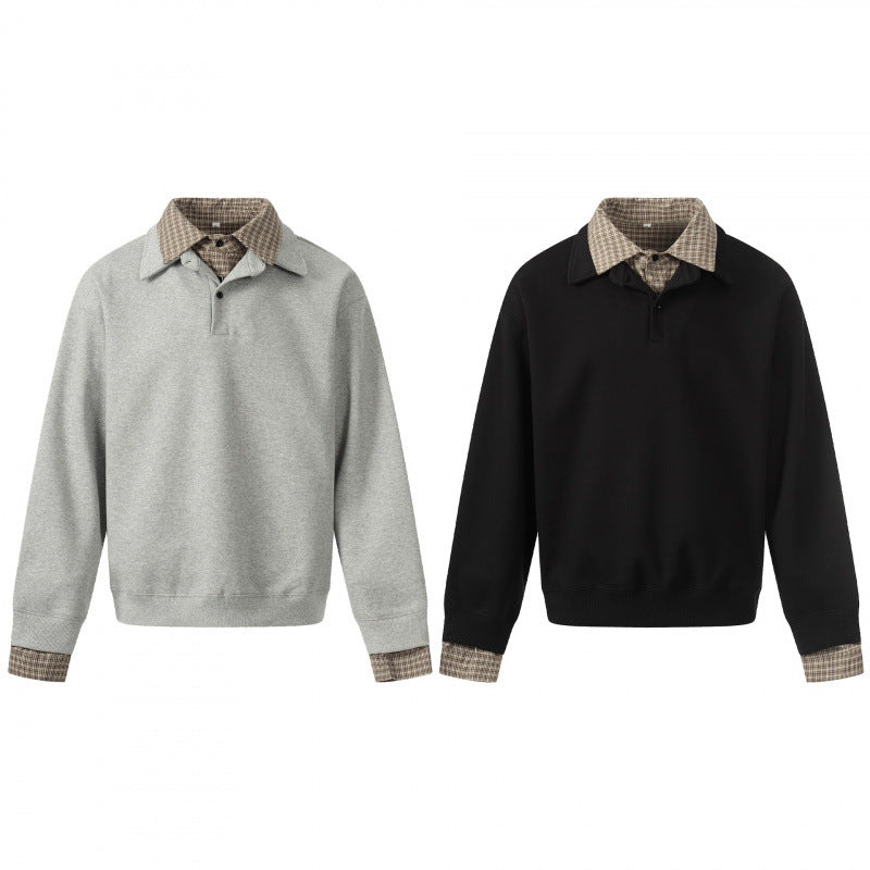 Men's sweatshirt with integrated shirt collar and layering look Chichicherry