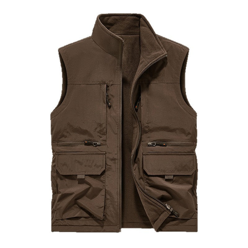 Men's insulated utility vest with warm fleece lining, windproof & multi-pocket Chichicherry