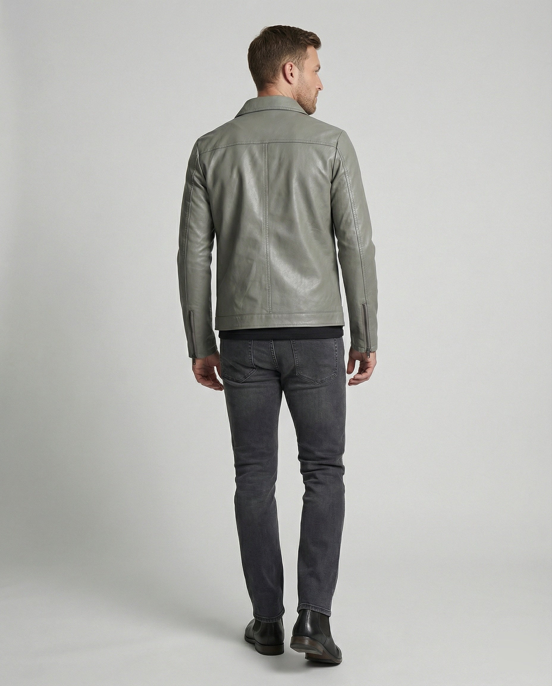 Men's leather jacket fitted