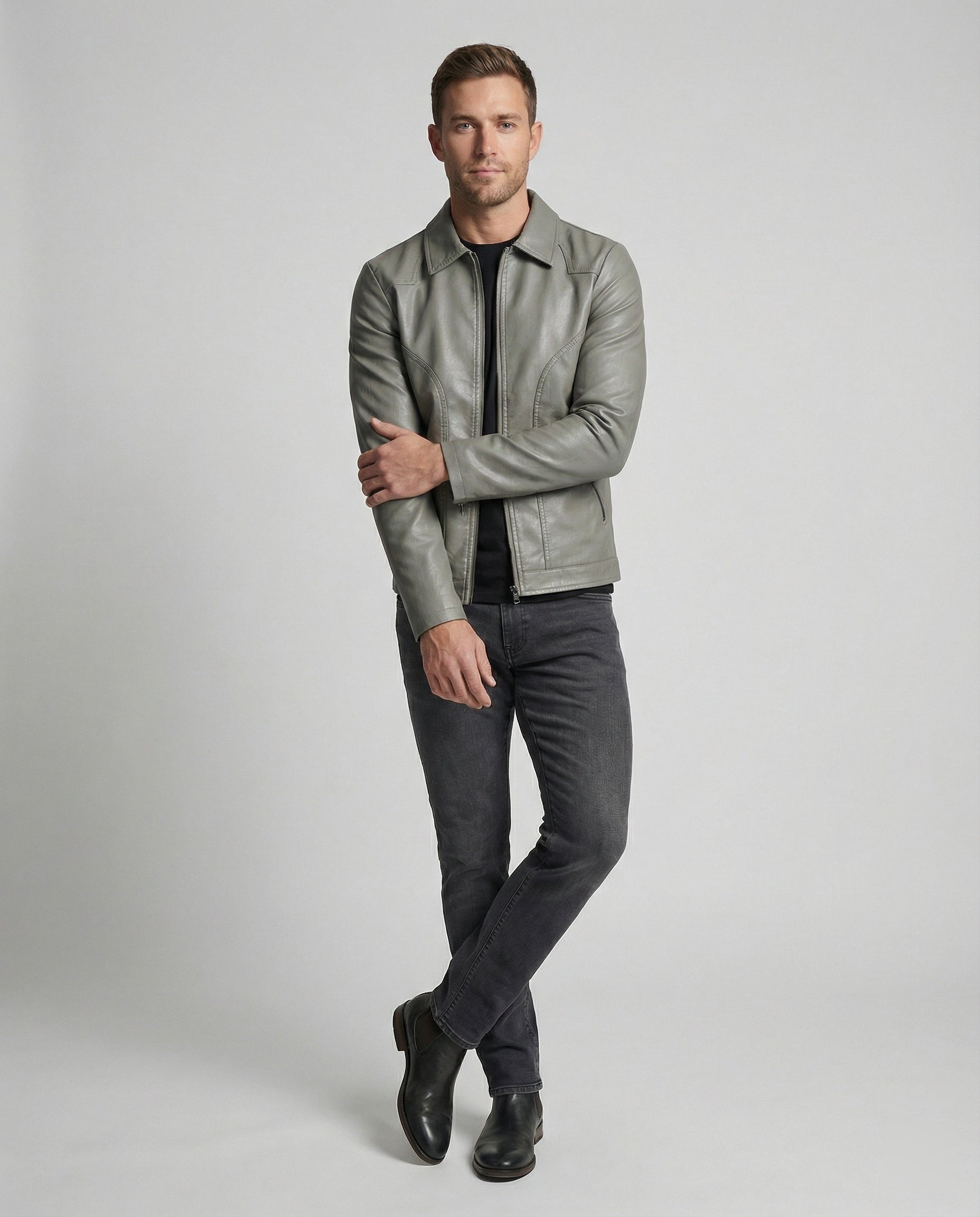 Men's leather jacket fitted