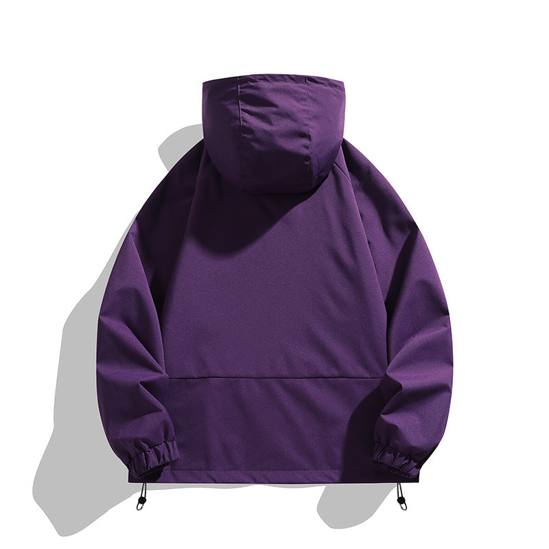 Unisex Lightweight Hooded Windbreaker with Water-Repellent Surface, Zipper Pockets and Drawstring Chichicherry