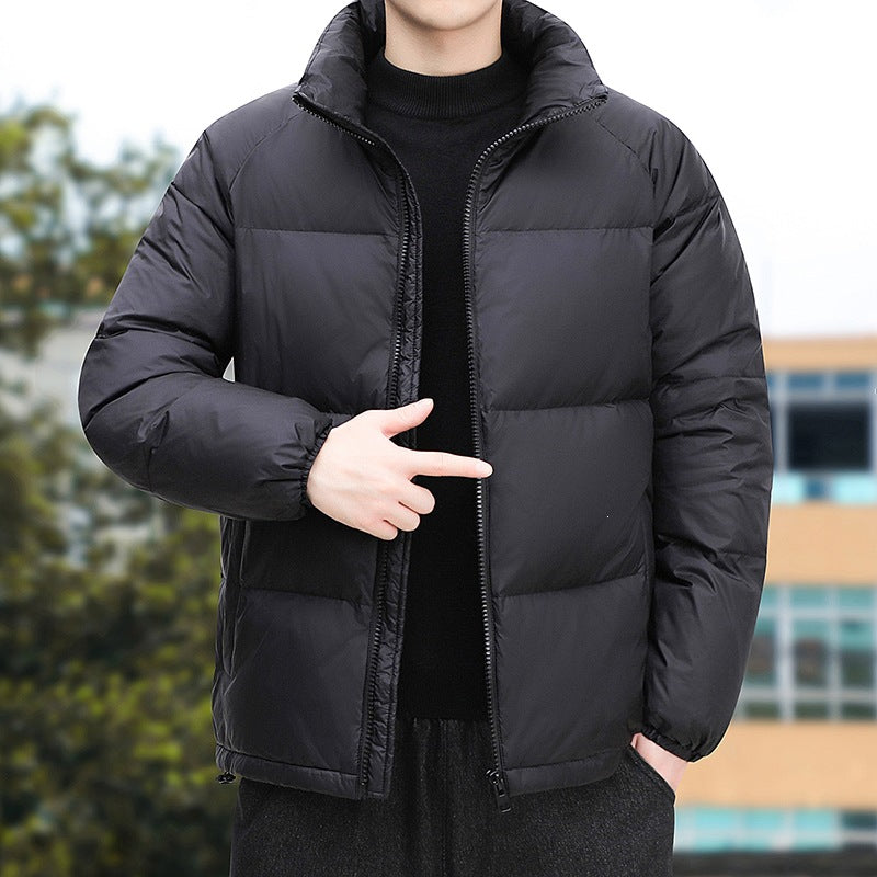 Men's Short Cut Thermoregulating Puffer Jacket with High Standing Collar & Two-Way Zipper Chichicherry